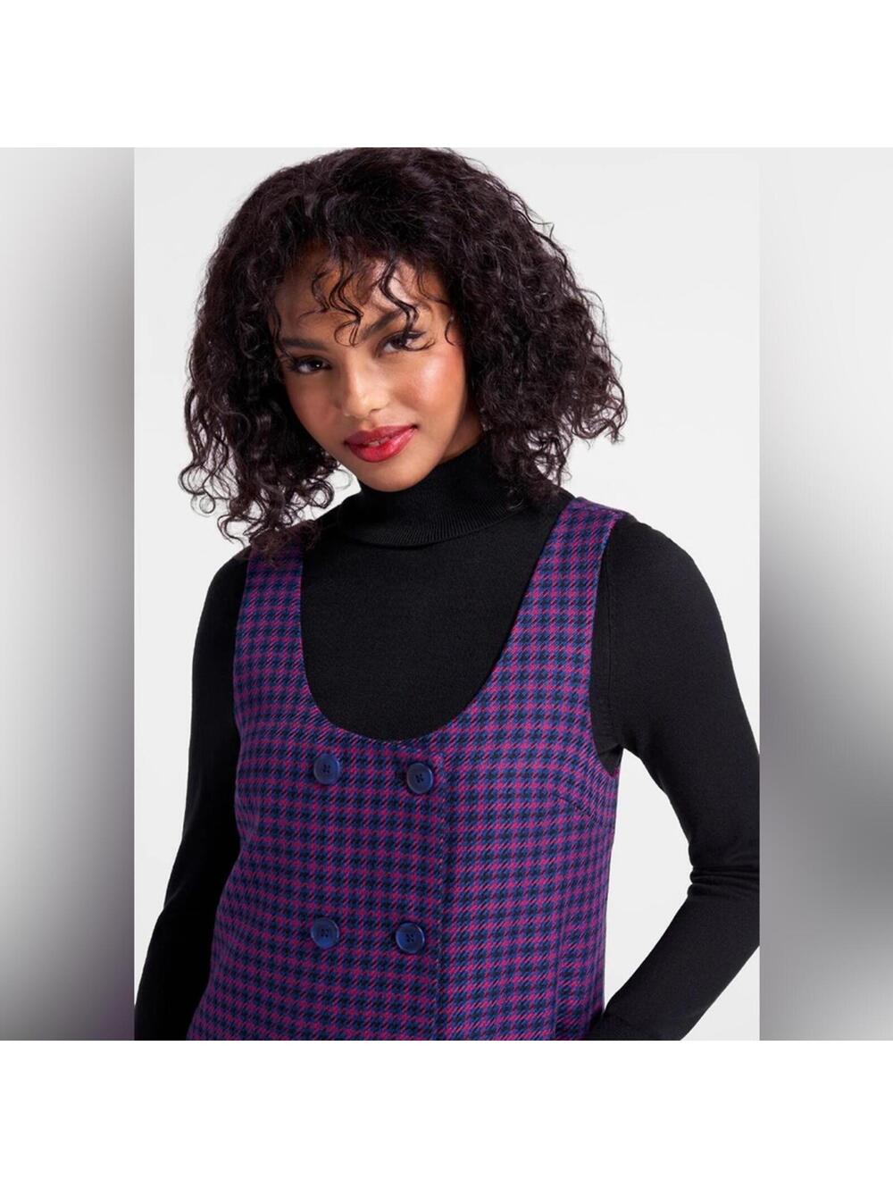 Purple and Black Checkered Dress - ModCloth - Picture 3 of 4